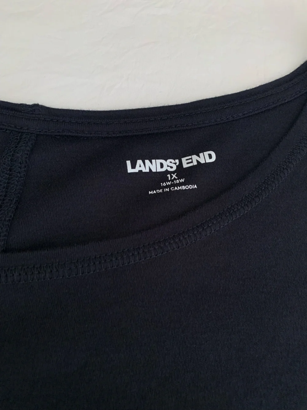 Lands' End Black Relaxed Short Sleeve Scoop Neck Tee 1X